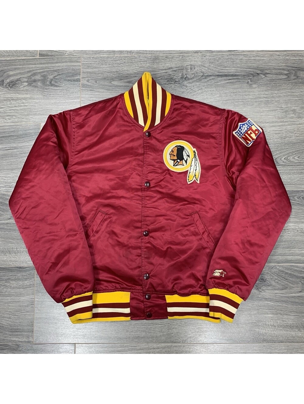 Vintage 1980S Starter Washington Redskins Satin Jacket Small Rare Men’s Burgundy